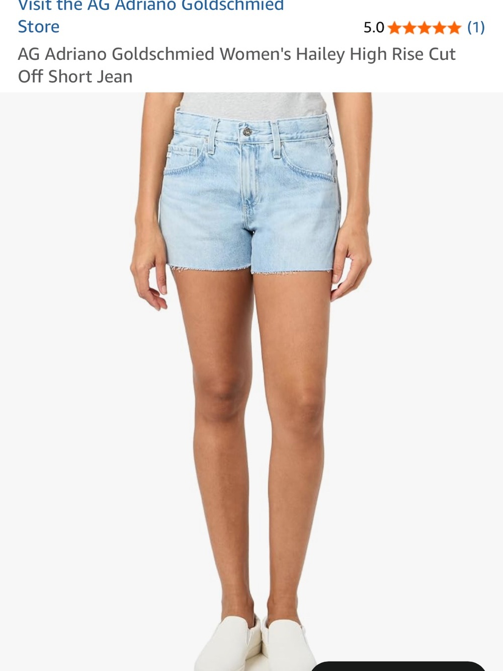 AG Hailey High-Rise Light Blue Denim Cutoff Shorts size 27